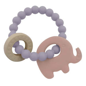 Teethers: Playground Silicone Elephant Teether Ring - Lilac