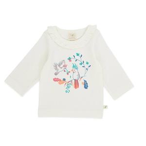 Tiny Twig: Tiny Twig Organic Long Sleeve Frill Round Neck Tee - Garden Floral