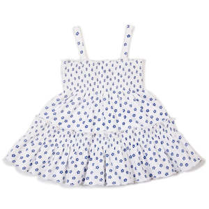 Brava Bambini Smocked Sundress - Blue Flower Print