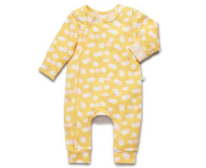 Little Green Co: Little Green & Co Jersey Footless Zip Onesie - Wildflower Mellow