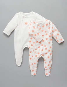 Little Green Co: Little Green & Co Jersey Zip Onesie 2 Pack - Sunshine