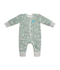 Love To Dream: Love To Dream Long Sleeve Footless Romper - Olive Chicken Run