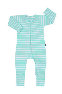 Bonds Essentials: Bonds 2 Way Zip Wondersuit - Jasmint & White Stripe