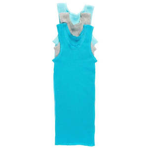 Bonds Essentials: Bonds Baby Singlet Set 3 Pack - Turquoise/Grey/Pale Blue