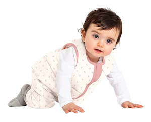 Baby Studio: Baby Studio Warmies Sleeveless Cotton Sleeping Bag With Legs 2.5 TOG - Dusty Pink/Pink Stars