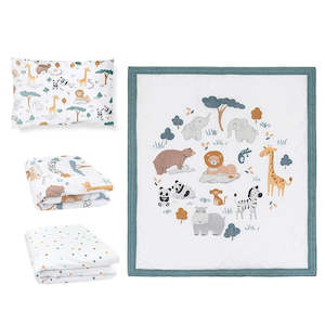 Living Textiles 4 Piece Nursery Set - Day at the Zoo