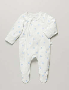 Little Green & Co Core Jersey Zip Onesie - Berry AOP
