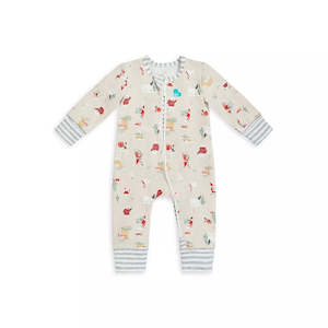 Christmas: Love To Dream Long Sleeve Footless Romper - Snow Party Beige