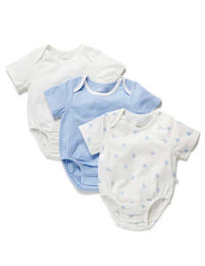 Little Green & Co Core Jersey Short Sleeve Bodysuit 3 Pack - Sky Berry
