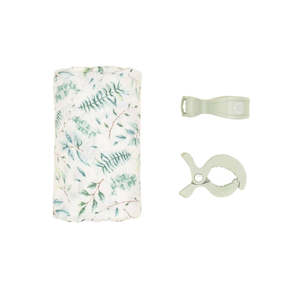 Pram Pegs: All 4 Ella Bamboo Swaddle & 2 Pram Peg Box Set - Leaves