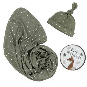 Living Textiles: Living Textiles Hello World Gift Set - Olive Spots