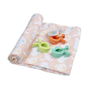 Pram Pegs: Playgro Fauna Friends Muslin Swaddle and Pram Clips