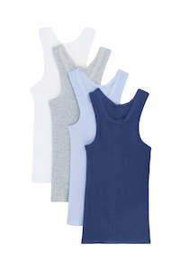 Bonds Vest 4 Pack - Navy/Blue/Grey/White
