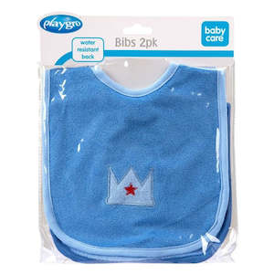 Playgro Crown Bib 2 Pack - Blue