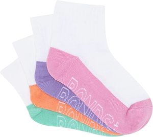 Bonds Kids Lightweight Quarter Crew 4 Pack - Green/Orange/Lilac/Pink