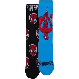 Rio: Rio Mens Spider-Man Crew Socks 2 Pack - Black & Blue