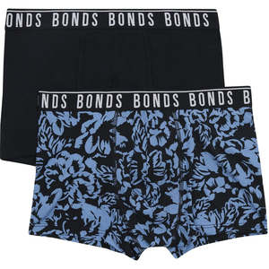 Bfcm: Bonds Men's Everyday Trunks 2 Pack - Print/Black