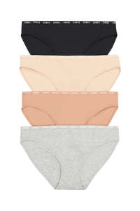 Bonds Womens Hipster Bikini 4 Pack - Grey Marle / Base Blush / Blush Latte / Black
