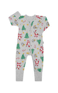 Bonds Zip Wondersuit - Disco Santa Grey