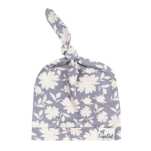 Copper Pearl: Copper Pearl Top Knot Hat - Lacie White Flower Print