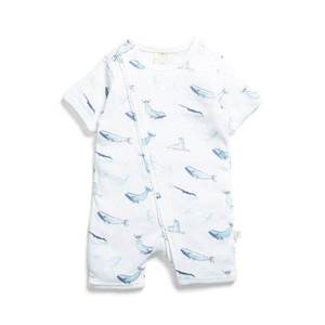 Tiny Twig Organic Short Sleeve Zipsuit - Dolphin Print