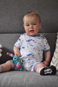 Tiny Twig Short Sleeve Zipsuit - Shoreside