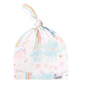 Copper Pearl Top Knot Hat - Whimsy Unicorn Rainbow