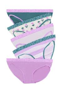 Bonds Underwear: Bonds Girls Bikini 5 Pack - Tulip Time
