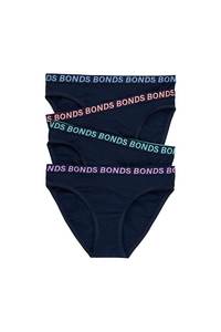Bonds Underwear: Bonds Girls Bikini Sport 4 Pack - Navy
