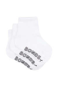 Bonds Baby Lightweight Quarter Crew 3 Pack - White