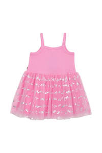 Bonds Girls Christmas Pointelle Tutu Dress - Pink Foil Bows