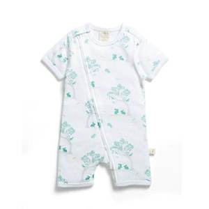 Tiny Twig Organic Short Sleeve Zipsuit - Bunny Print
