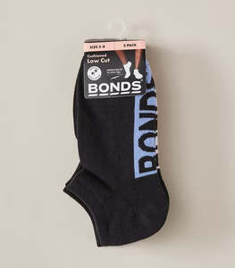 Bonds Men's Logo Cushioned Low Cut Socks 3 Pack - Black/Blue/Charcoal/Tangerine