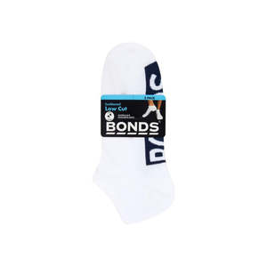Bonds Men's Logo Cushioned Low Cut 3 Pack - White/Navy/Grey/Charcoal