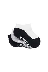 Bonds Baby Cushioned Low Cut 3 Pack - Black/Grey/White