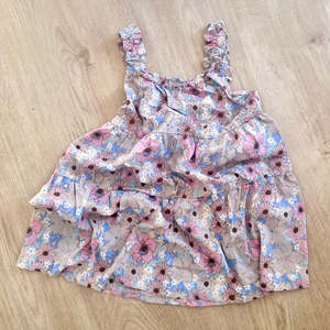 Dukes The Brand Lenny Tiered Ruffle Dress - Pink Blue Floral Print