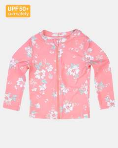 Toshi Swim Kids Rashie Long Sleeve Full Zip Classic - Scarlet