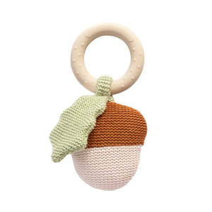 Living Textiles: Living Textiles Acorn Teething Ring Rattle
