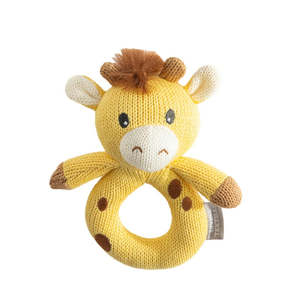 Living Textiles Knitted Ring Rattle - Noah the Giraffe