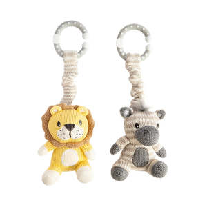 Living Textiles 2 Pack Stroller Toys - Zebra & Lion