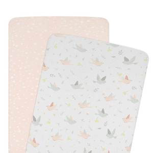 Living Textiles 2 Pack Jersey Bassinet Fitted Sheets - Ava/Blush Floral
