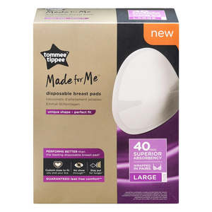 Tommee Tippee: Tommee Tippee Made for Me Disposable Breast Pads Large 40 Pack Absorbent