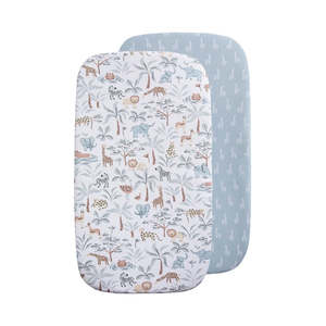 Living Textiles 2 Pack Organic Bedside Sleeper Fitted Sheet - Wild Safari