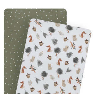 Living Textiles 2 Pack Jersey Bedside Sleeper Fitted Sheet - Forest Retreat