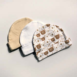 Playette 3 Pack Newborn Bear Print Caps
