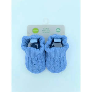 Playette Cable Knitted Booties 0-6 months - Denim