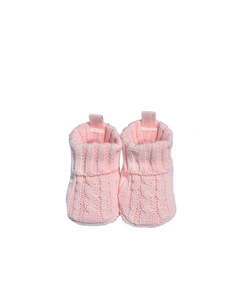 Playette Cable Knitted Booties 0-6 months - Pink