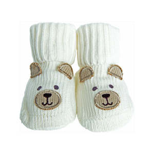 Playette Novelty Knitted Bootie Socks Cream Bear
