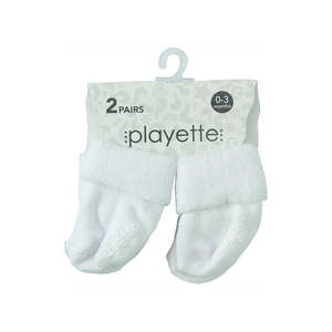 Playette 2 Pack Essential Bootie Socks White