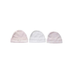 Playette: Playette 3 Pack Knitted Caps Pink/White